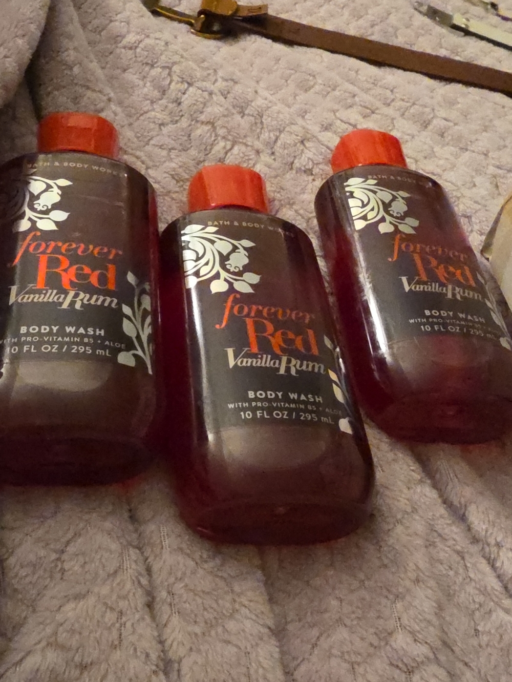 Bundle Of 3 .Bath & Body Works Forever Red Vanilla Rum Body Wash - Red New